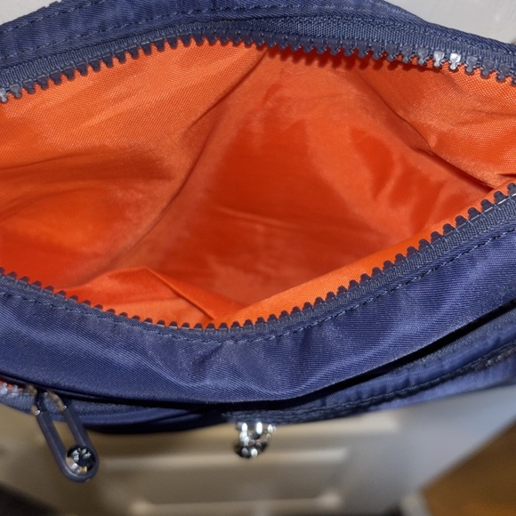 ETIDY BRAND NAVY BLUE NYLON CROSSBODY ADJUSTABLE STRAP ORANGE NYLON INTERIOR - Picture 7 of 7